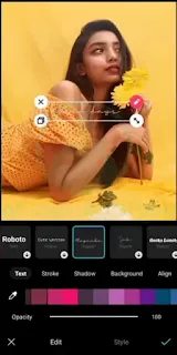اضافة النصوص في برنامج كاميرا B612
