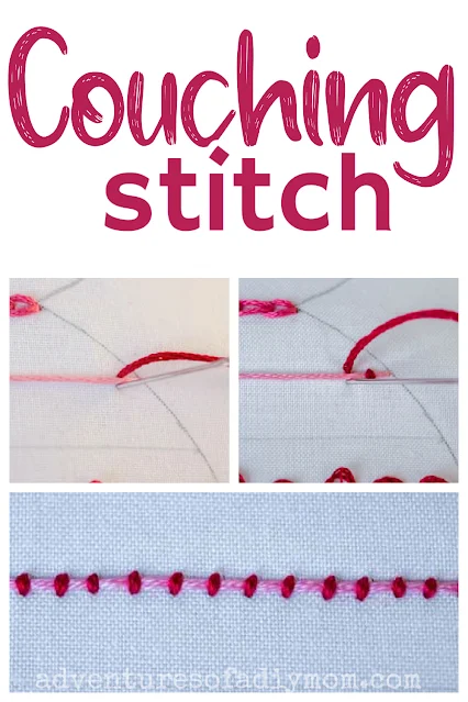 collage of the couching stitch