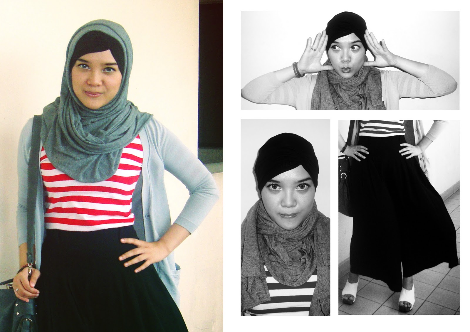 Red Stripes And Black Tutorial Hijab Zaskia