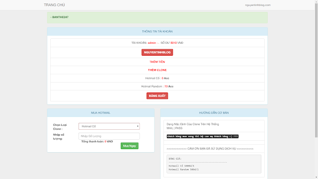 Share source code web bán hotmail facebook cực chất