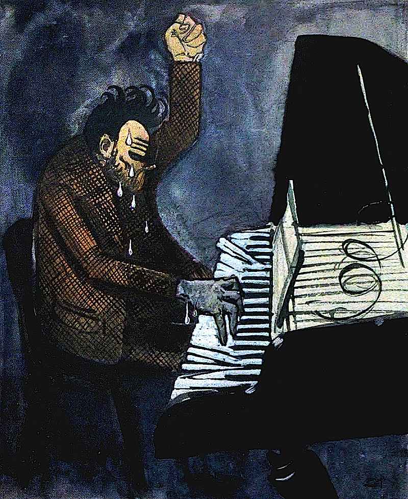 1917 tortured musician, pounding piano keys