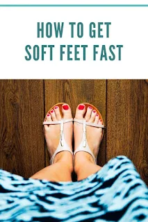 How to get soft feet fast! Use this routine with hacks to get your feet ready for summer and sandals. Use baking soda to deodorize, Epsom salts to detox and soak, and a lotion or cream to keep them soft. Includes DIY remedy and natural products for simple fast ways to remove dead skin and scrub it off.  How to have soft feet. Use a foot peel for softer skin. Get baby soft feet.  #softfeed #summerbeauty