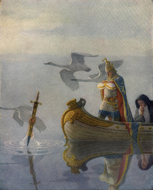 Владычица Озера вручает Артуру меч Экскалибур