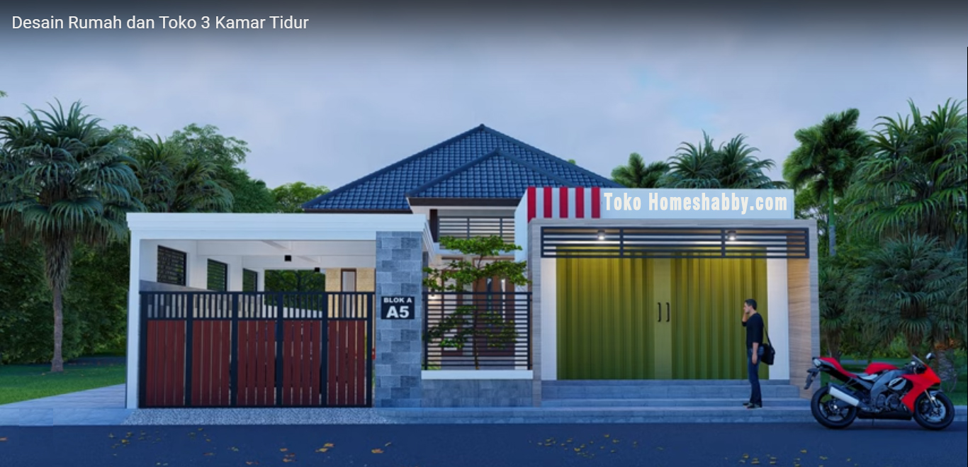 Desain Rumah Minimalis Dan Toko Dengan 3 Kamar Tidur