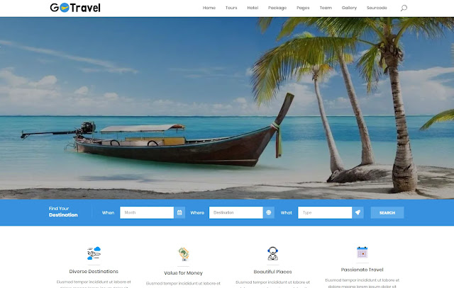 Go Travel Responsive Landing Page Travel Blogger Template Theme