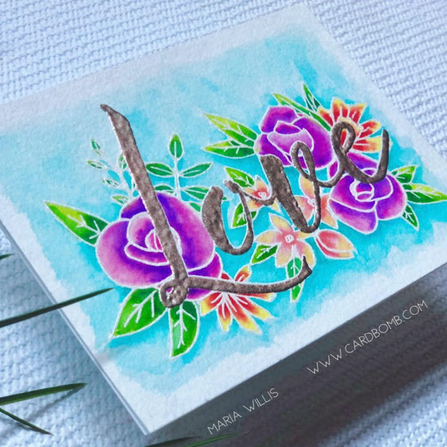 #art, #arteza, #artezarealbrushpens, #cardbomb, #cards, #color, #concord&9th, #craft, #create, #handmade, #love, #mariawillis, #paint, #watercolor, #wowembossing, #distressinks, #handmadecards, #valentinesday, 