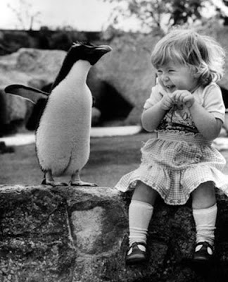 You look like a penguin! Hi hi.. - Yea, I'm cute, right? "