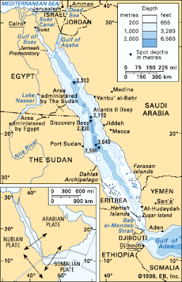 Red Sea map Africa and Middle East