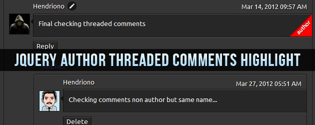 jQuery Author Threaded Comments Highlight