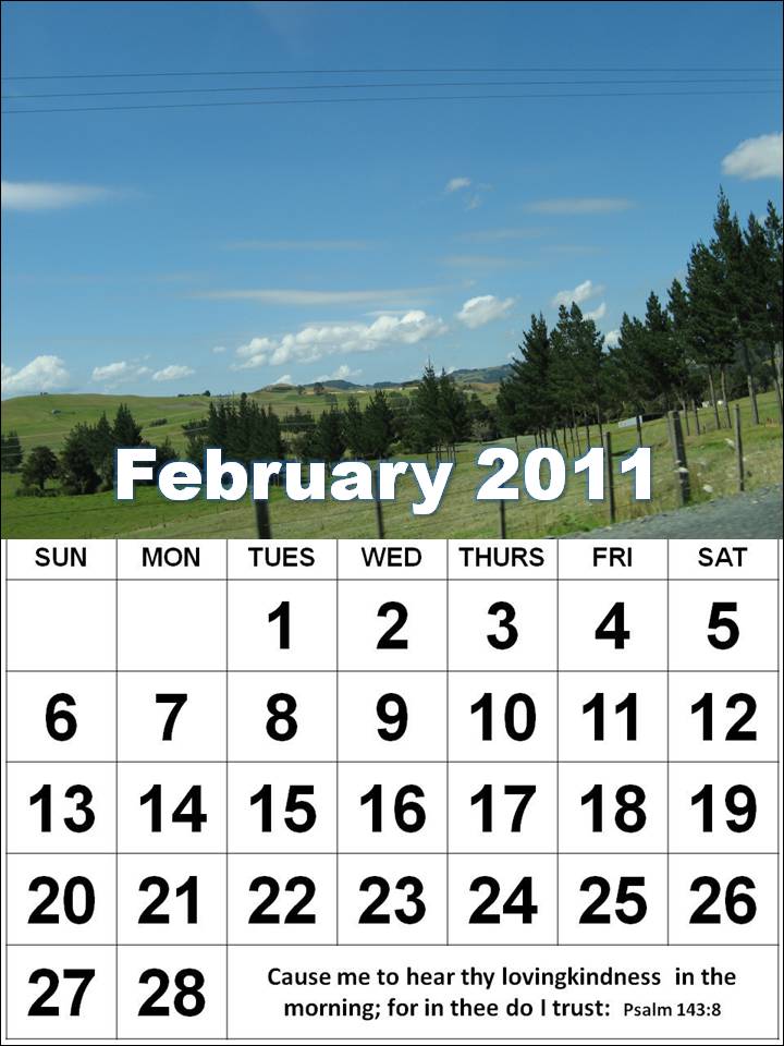 february calendars 2011. Christian February 2011
