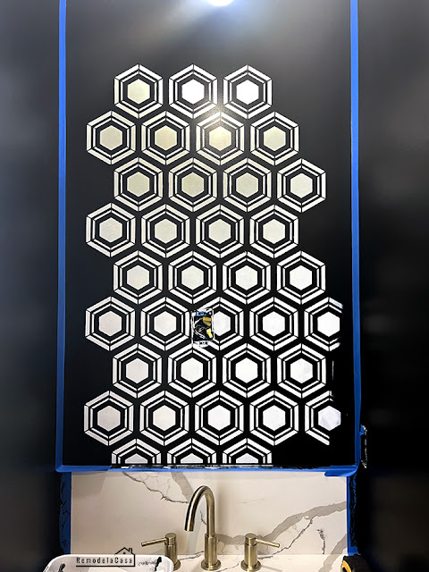 black and white hexagon design on wall