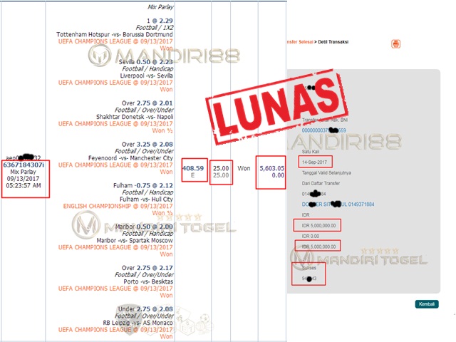  Selamat Kepada DOXXXR SITXXXUL yang sedang beruntung dan memenangkan Jackpot MIX PARLAY