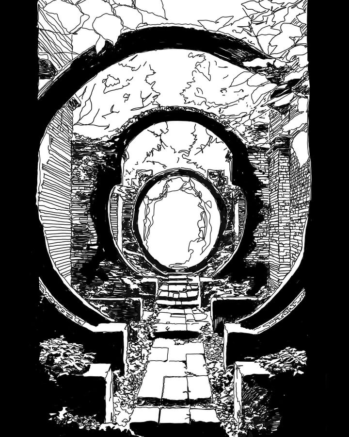06-The-city-and-moon-gates-Ink-Drawings-Monnsteraart-www-designstack-co