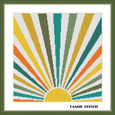 Vintage boho sunshine Pop Art cross stitch pattern