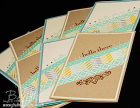 Happy Day Hello There Cards Using Strips of Paper by UK based Stampin' Up! Demonstrator Bekka Prideaux - love the use of scraps!