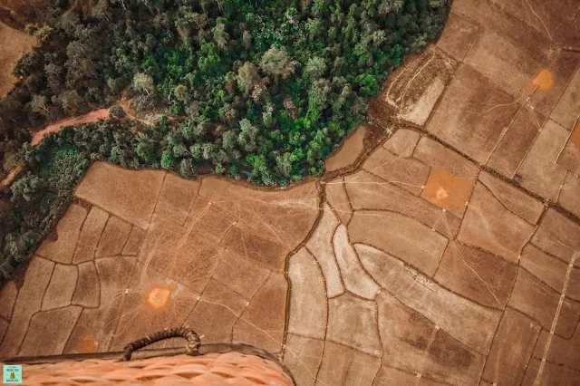 Vistas desde el globo en Vang Vieng, Laos