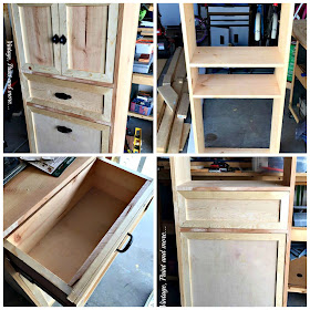 Vintage, Paint and more... collage of building stages of DIY multipurpose cabinet