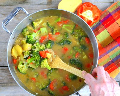 Broccoli Potato Cheddar Soup, another healthy seasonal soup for fall ♥ AVeggieVenture.com, tons of broccoli, tons of flavor. Great for Meal Prep. Easily Made Gluten Free, Low Carb and Vegan. Recipe, cooking  tips, nutrition and WW Weight Watchers points included.