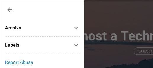 Sidebar menu when the hamburger menu button is pressed