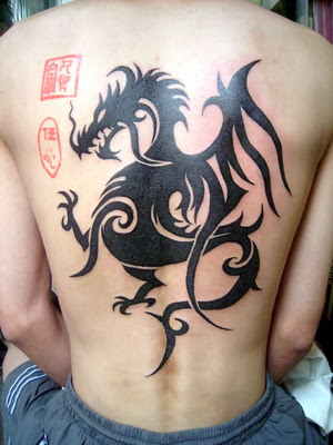 Tribal tattoo with Dragon Art Designs Tribal tattoo with Dragon Art Designs