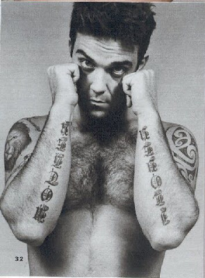 Robbie Williams tribal tattoos