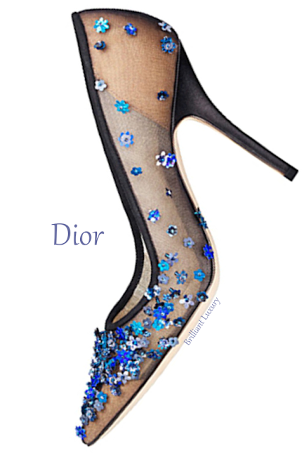 ♦Dior blue flower embroidered pump #dior #shoes #brilliantluxury