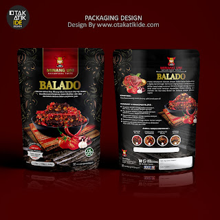 Desain kemasan standing pouch produk Balado