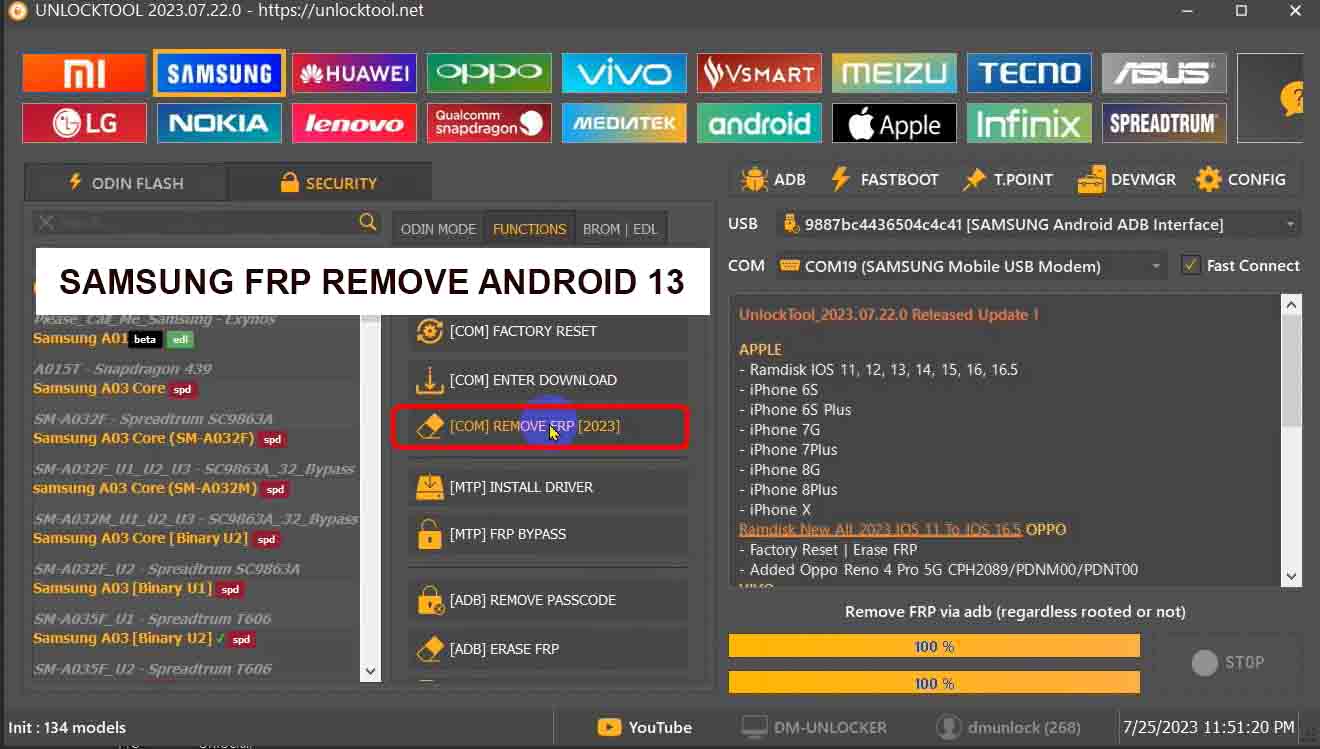 unlock tool samsung frp remove android 13