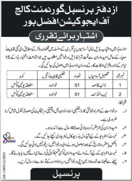 Government  Boys Inter College Jobs 2024 New Advertisement