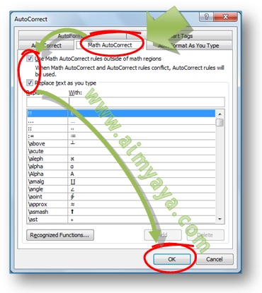  sanggup membantu untuk mempercepat penulisan atau penyisipan simbol matematika di dalam dok Ahli Matematika Cara Mengaktifkan Math AutoCorrect di Dokumen Microsoft Word