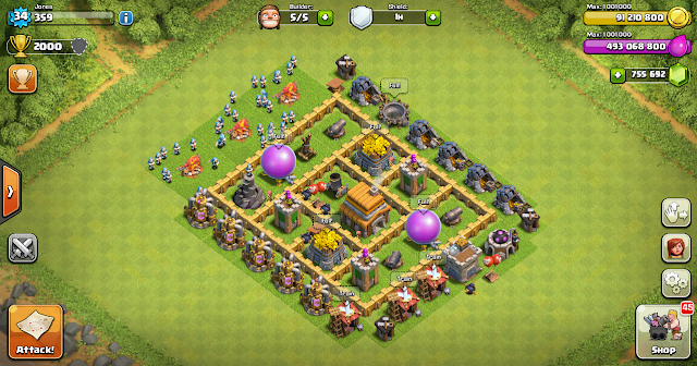 War Base Layout Clash of Clans TH 5