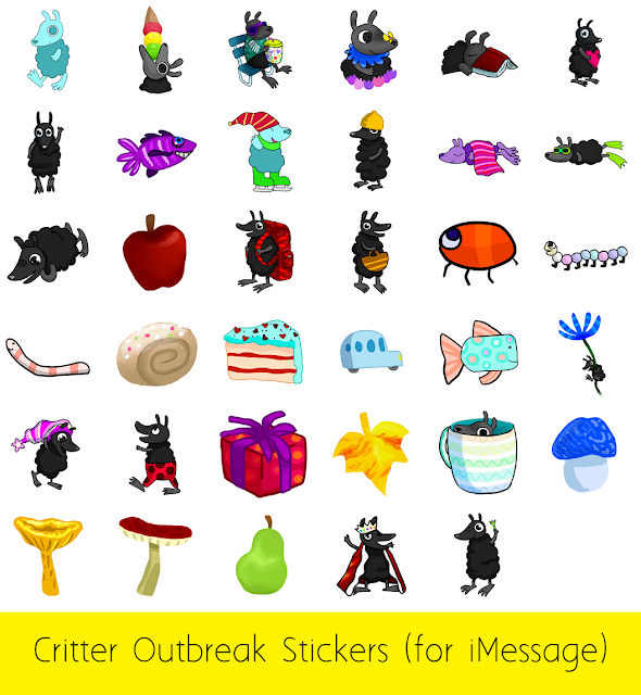 Critter Outbreak Stickers (for iMessage) / Critter Outbreak -tarrat (iMessage-keskusteluihin)