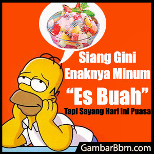 Gambar diatas adalah animasi simpson di siang hari yang panas sekali di bulan puasa sedang berkhayal segarnya minus es buah. Mempunyai kalimat" Siang gini enaknya minums es buah tapi sayang hari ini puasa