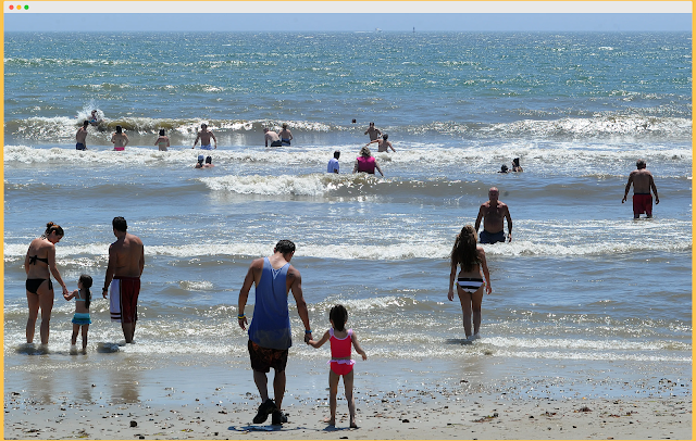 man and women at Horseneck beach