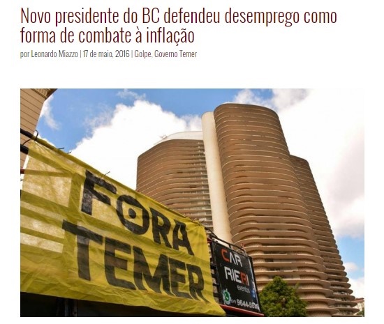 Novo presidente do BC defendeu desemprego como forma de combate à inflação