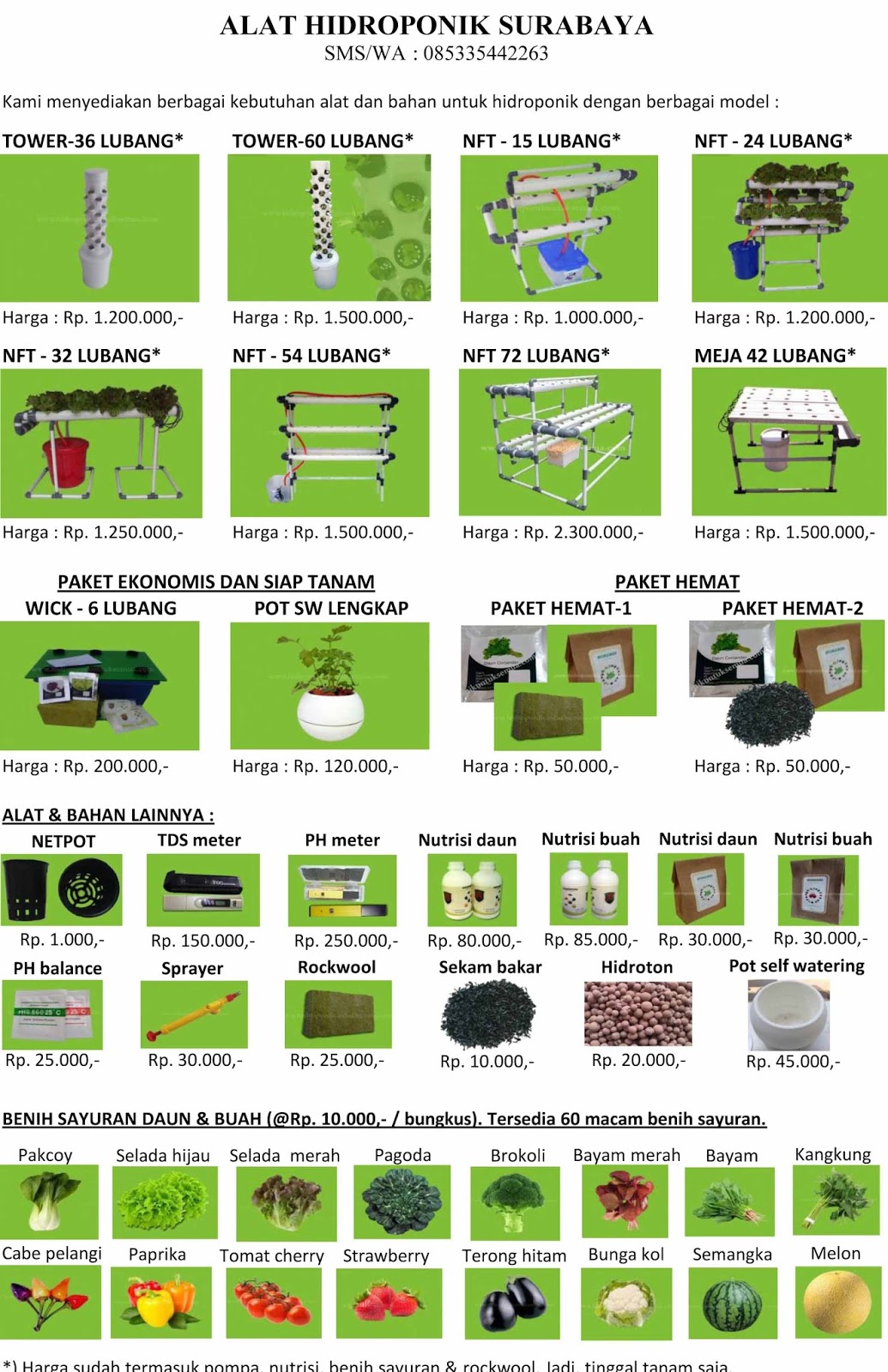 Harga alat dan bahan untuk hidroponik HIDROPONIK SURABAYA Harga alat dan bahan untuk hidroponik HIDROPONIK SURABAYA