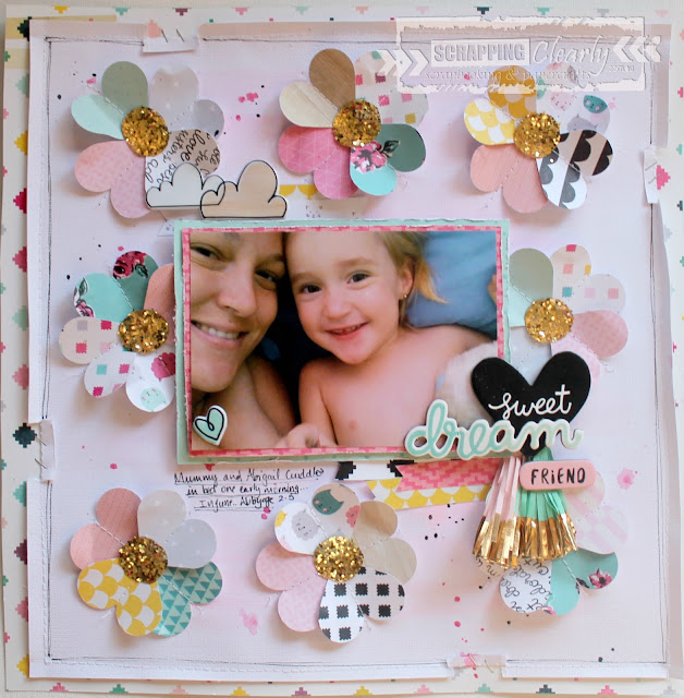 " Sweet dreams" layout by Bernii Miller for Scrapping Clearly using the Cute Girl collection by Crate Paper. 