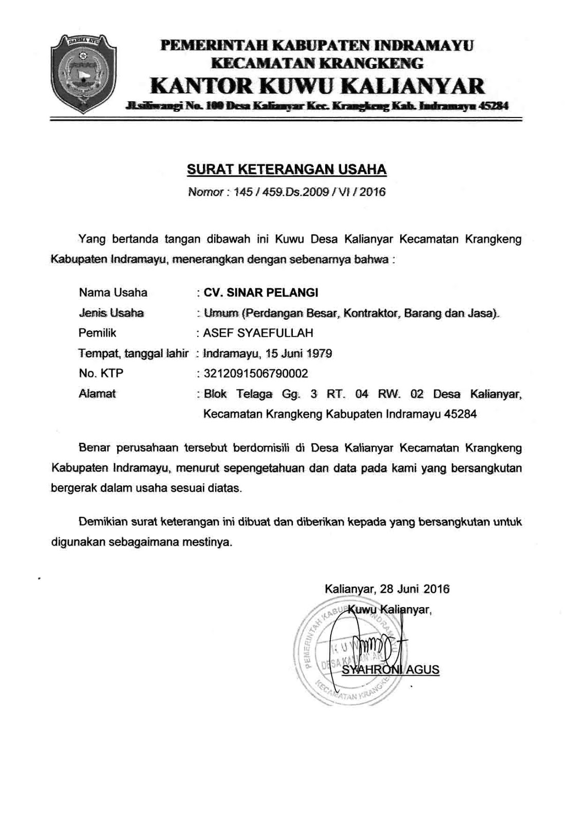 Contoh Kop Surat Keterangan Usaha Contoh Kop Surat