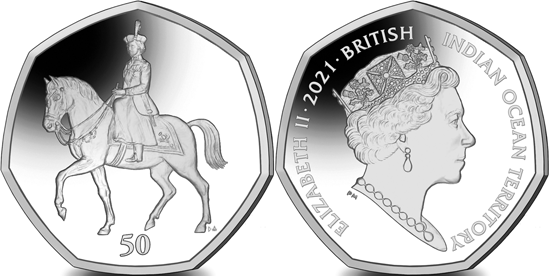 British Indian Ocean Territory 50 pence 2021 - 95th Birthday of Queen Elizabeth II - Trooping the Colour