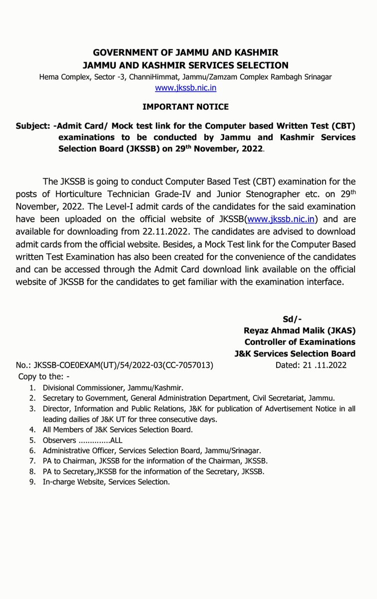 JKSSB Admit Cards Released For CBT Exams Of Various Posts, Know How To Download