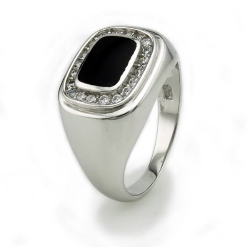 Sterling Silver Men's Ring with Onyx