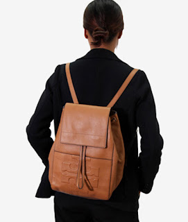 brown leather backpack