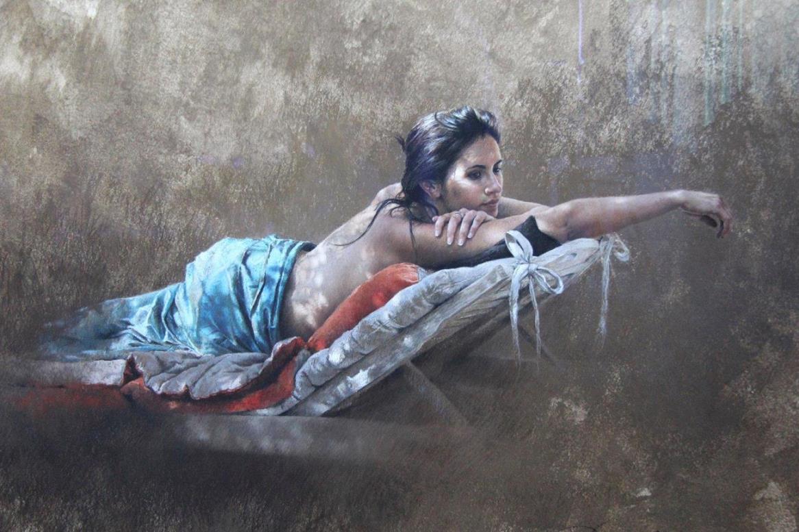 Nathalie Picoulet, French artist, nude art, sensual Paintings ,  portraits pastel , figurative paintings