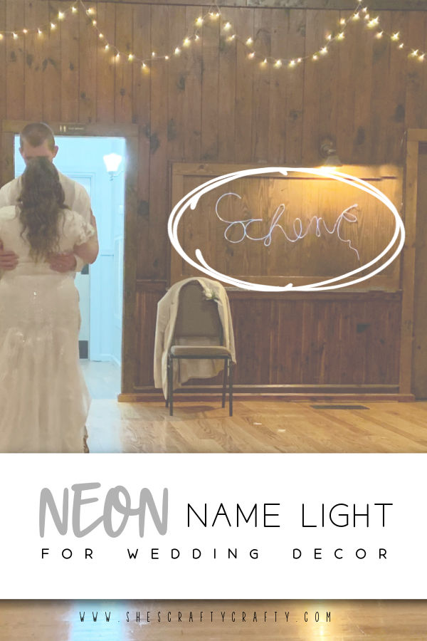 Neon Name Light for wedding Pinterest Pin.