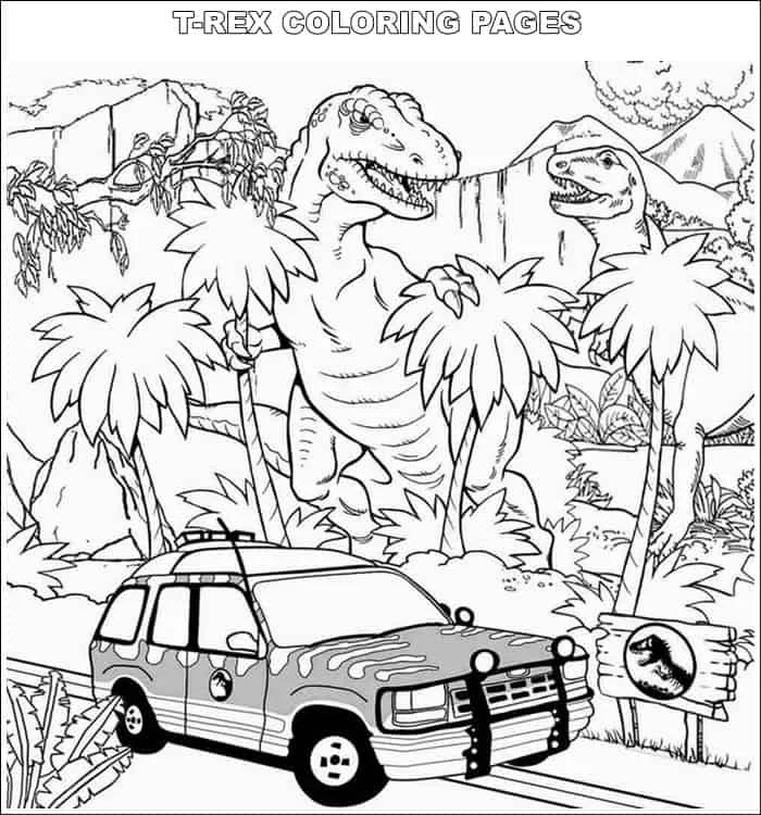 Jurassic Park T Rex Coloring Pages