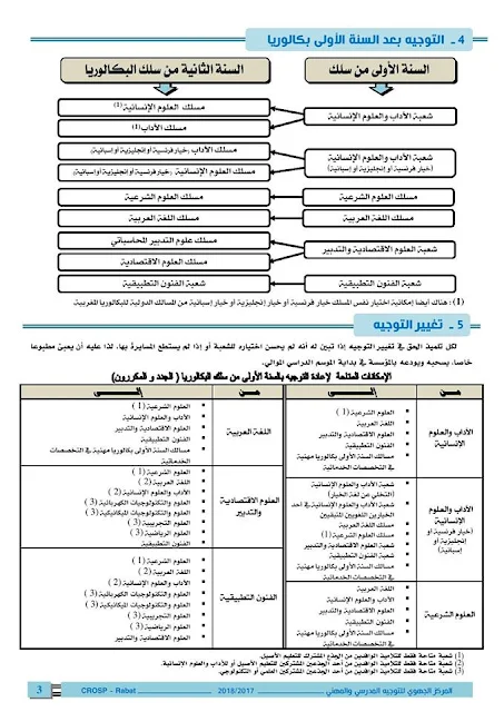 التوجيه ما بعد الجدع المشترك للاداب والعلوم الانسانية والجدع المشترك للتعليم الاصيل.