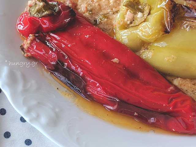 Grilled Peppers Stuffed with Cheese & Feta