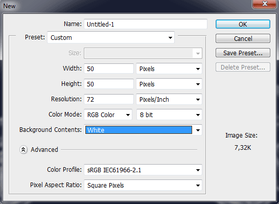 Create a new document for the grid pattern.