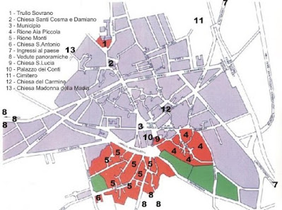 Mapa turístico de Alberobello.