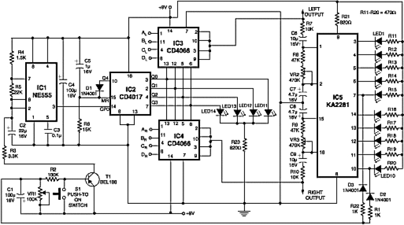 4-Channel Selector Stereo Audio Circuit Diagram